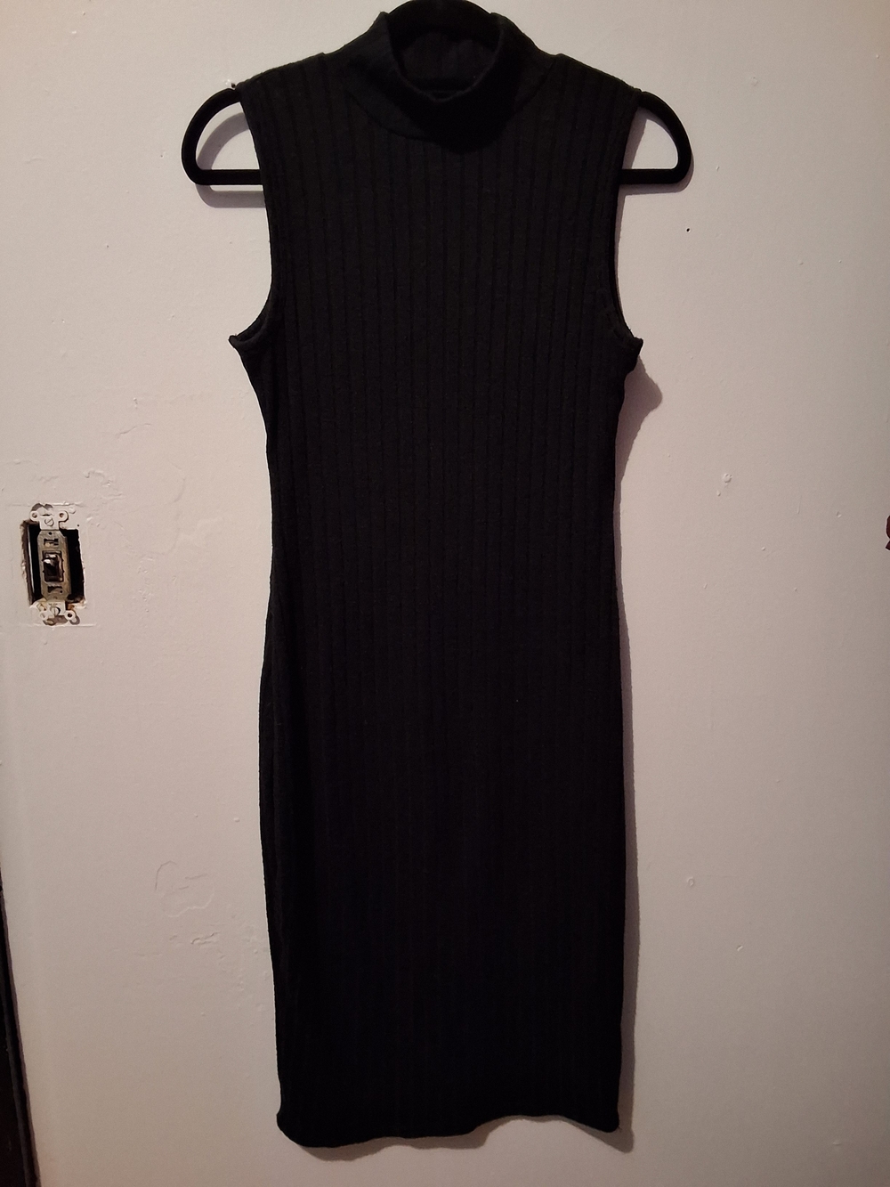 Adam Levine Collection Black Sleeveless Midi Turtleneck Dress